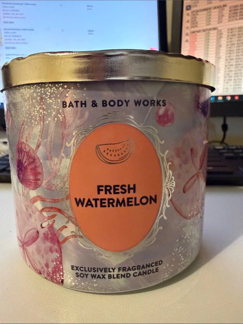 Bath & Body Works Fresh Watermelon Scented Candle - Pink/Peach